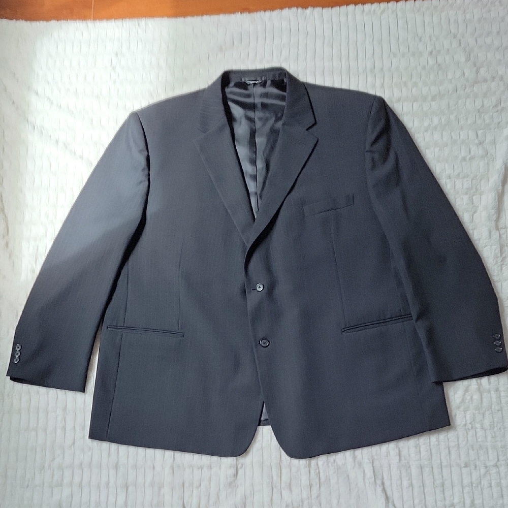 Big & Tall, Black, Needle Stripe Men's Blazer